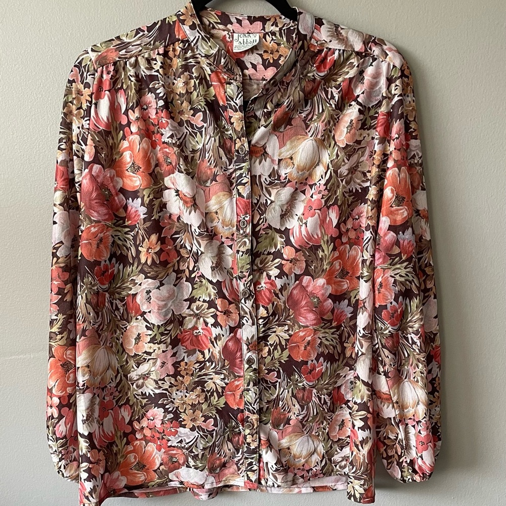 Vintage John Abbott Floral Blouse with Puffer Sleeves